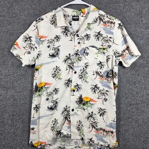Batman Shirt Mens Small Button Down Hawaiian Tropical Aloha Rayon DC Comics Geek